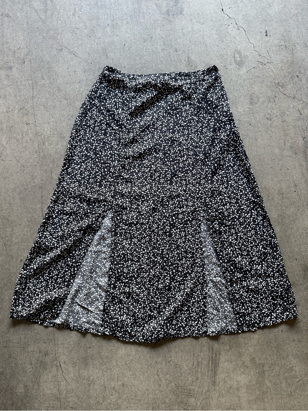 Roxy Black and White Speckled A-Line Skirt - Size S - Two Slits